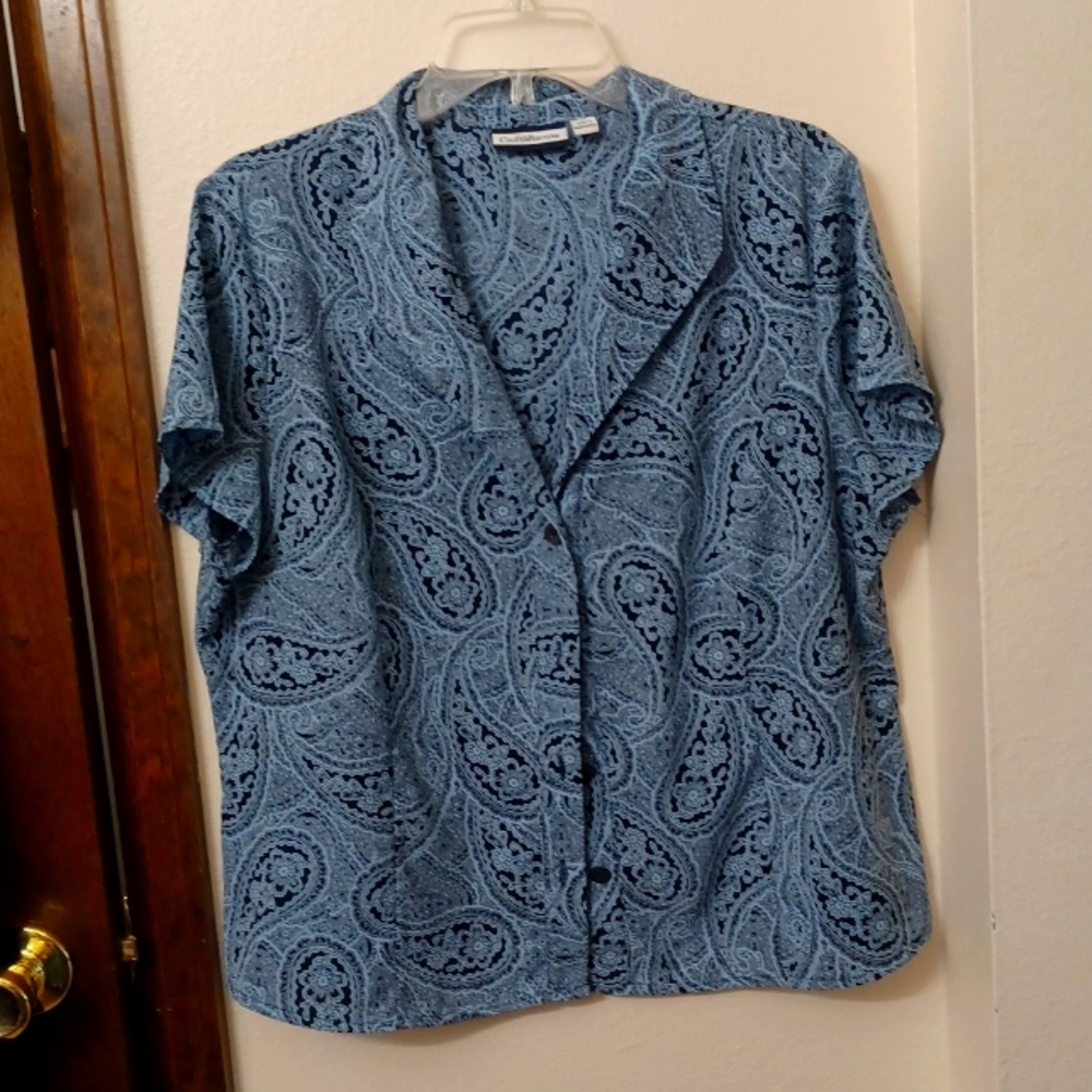 Croft & barrow blue paisley button down shirt xl